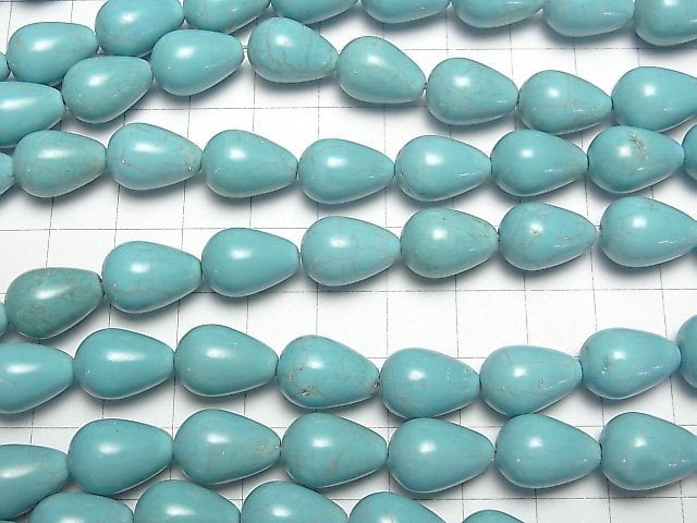 [Video]Magnesite Turquoise Vertical Hole Drop (Smooth) 14x10x10mm 1strand beads (aprx.15inch/37cm)