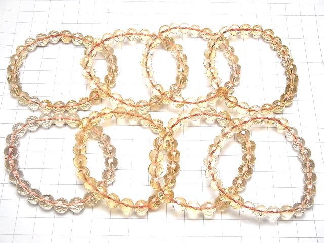 [Video]High Quality! Citrine AAA- 128Faceted Round 8mm Bracelet