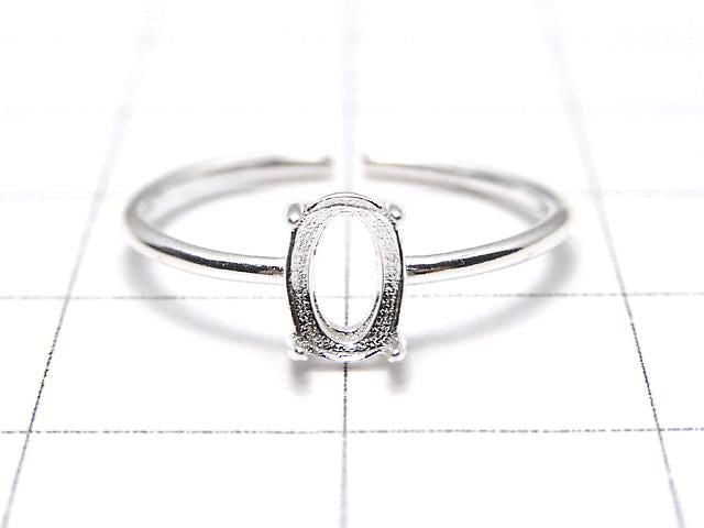 [Video] Silver925 Ring Frame (Prong Setting) Oval Faceted 6x4mm No Coating Free Size 1pc