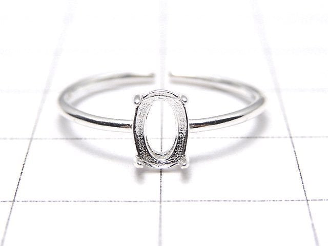 [Video]Silver925 Ring Frame (Prong Setting) Oval Faceted 6x4mm No coating Free size 1pc