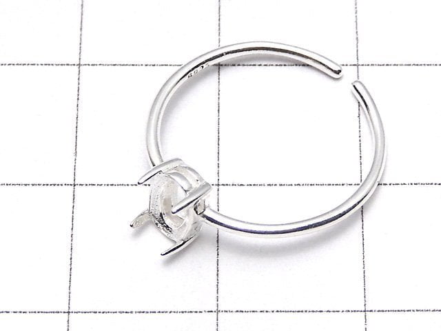 [Video]Silver925 Ring Frame (Prong Setting) Oval Faceted 6x4mm No coating Free size 1pc