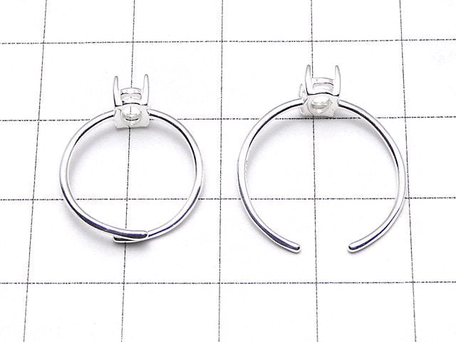 [Video]Silver925 Ring Frame (Prong Setting) Oval Faceted 6x4mm No coating Free size 1pc