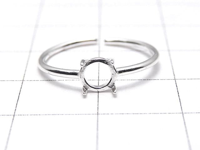 [Video] Silver925 Ring Frame (Prong Setting) Round 5mm No Coating Free Size 1pc