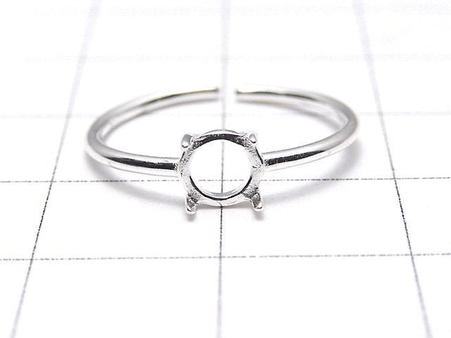 [Video]Silver925 Ring Frame (Prong Setting) Round 5mm No coating Free size 1pc