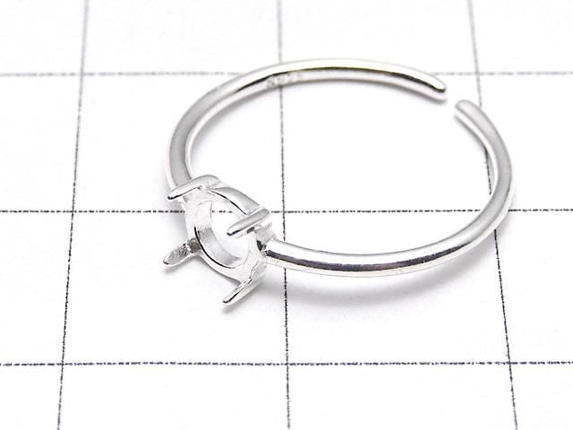 [Video] Silver925 Ring Frame (Prong Setting) Round 5mm No Coating Free Size 1pc