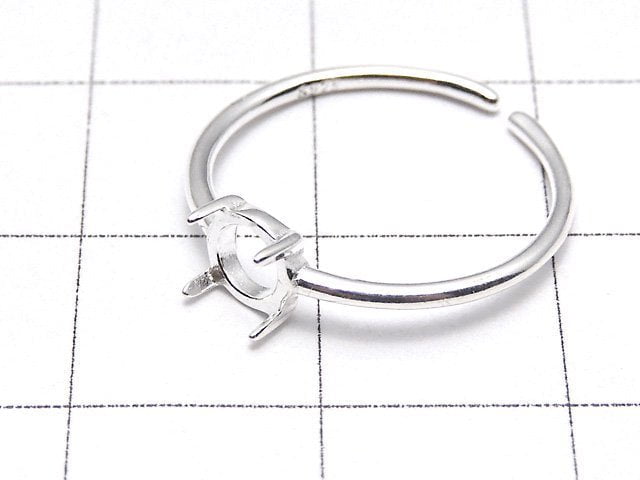 [Video]Silver925 Ring Frame (Prong Setting) Round 5mm No coating Free size 1pc