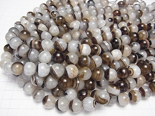 [Video] Brown Agate x Quartz Round 14mm half or 1strand beads (aprx.15inch/37cm)