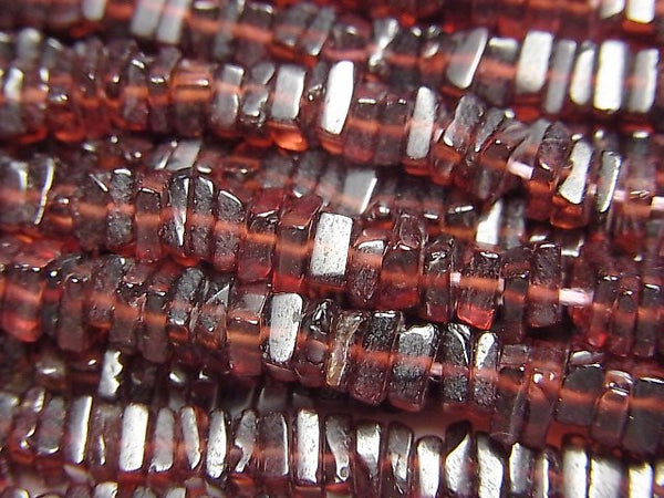 Garnet, Rectangle, Roundel Gemstone Beads