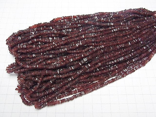 [Video]Mozambique Garnet AA++ Square Roundel (Disc) 1strand beads (aprx.16inch/40cm)