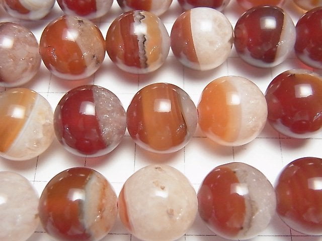 [Video]Red Agate x Quartz Round 14mm half or 1strand beads (aprx.15inch/37cm)