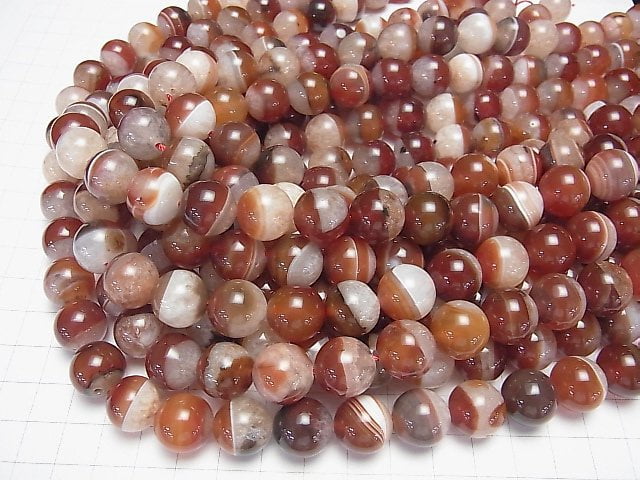 [Video]Red Agate x Quartz Round 14mm half or 1strand beads (aprx.15inch/37cm)