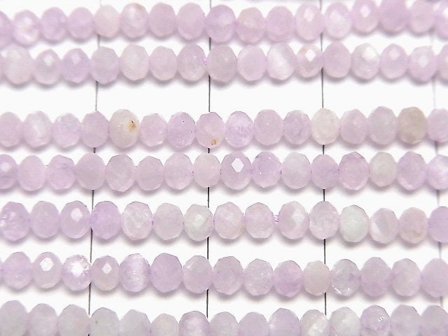 [Video]High Quality! Kunzite AA++ Faceted Button Roundel 3x3x2mm half or 1strand beads (aprx.15inch/37cm)