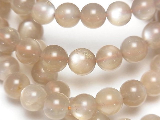 Silver Shine Brown Moonstone AAA- Round 8mm Bracelet