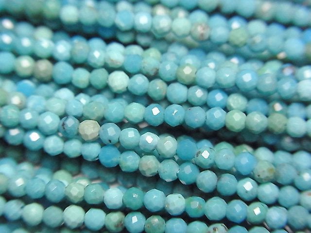 [Video]High Quality! Turquoise AA++ Faceted Round 2mm 1strand beads (aprx.15inch/37cm)