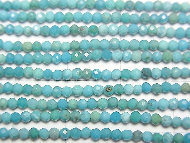 [Video]High Quality! Turquoise AA++ Faceted Round 2mm 1strand beads (aprx.15inch/37cm)