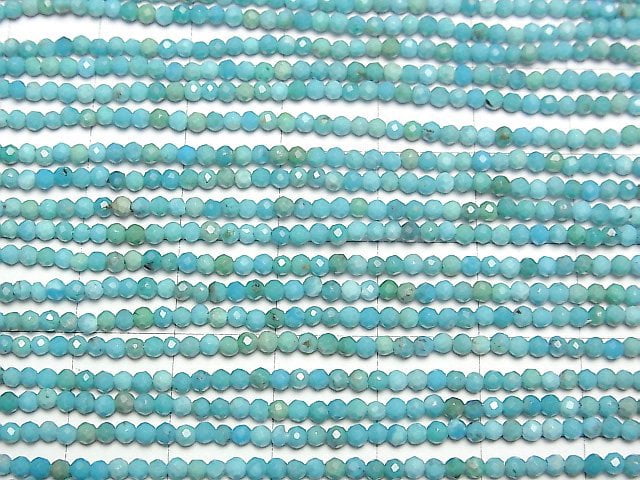 [Video]High Quality! Turquoise AA++ Faceted Round 2mm 1strand beads (aprx.15inch/37cm)
