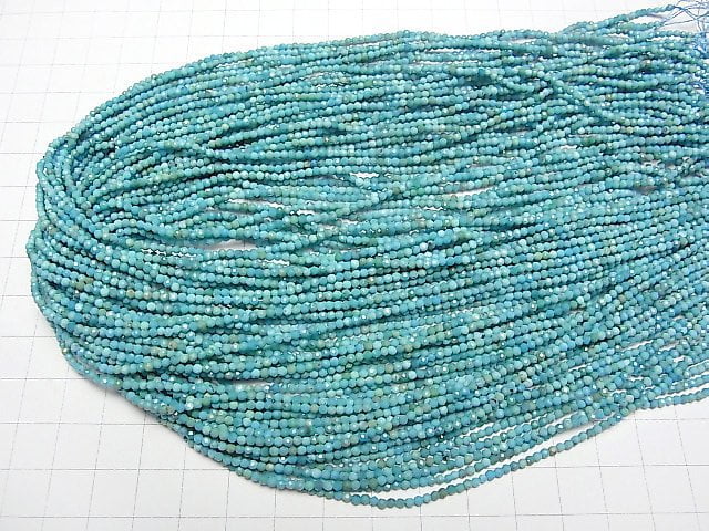 [Video]High Quality! Turquoise AA++ Faceted Round 2mm 1strand beads (aprx.15inch/37cm)