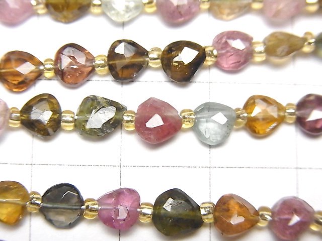 [Video]High Quality Multicolor Tourmaline AA++ Vertical Hole Chestnut Shape 1strand beads (aprx.7inch/18cm)