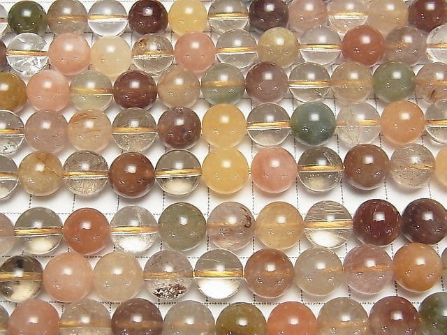 [Video] Multicolor Rutilated Quartz AA++ Round 10mm half or 1strand beads (aprx.15inch/38cm)