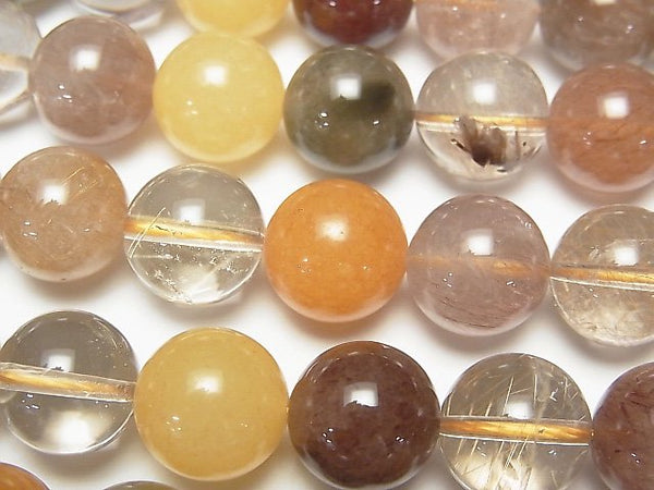 Round, Rutilated Quartz Gemstone Beads