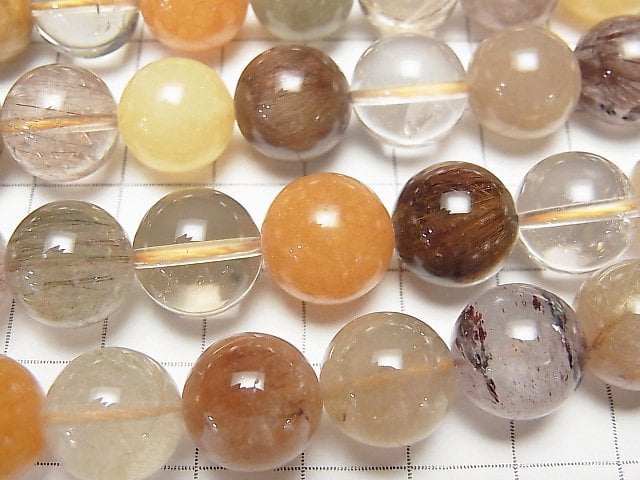 [Video] Multicolor Rutilated Quartz AA++ Round 12mm half or 1strand beads (aprx.15inch/37cm)