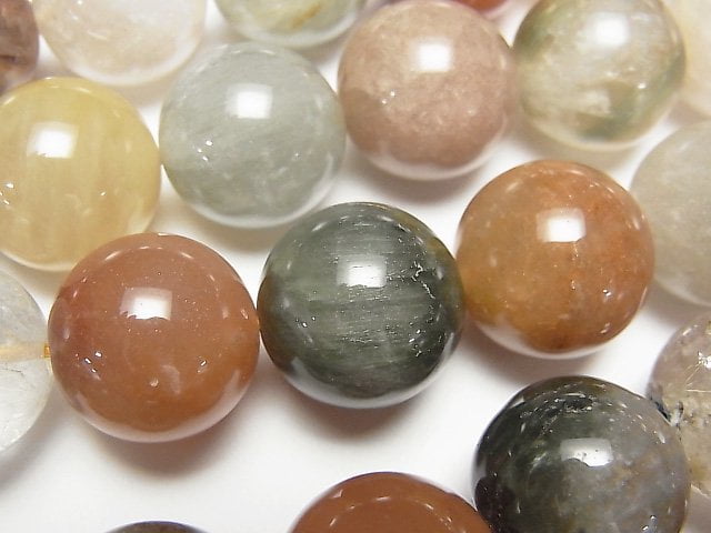 Round, Rutilated Quartz Gemstone Beads