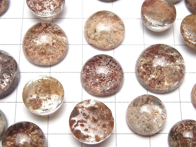 [Video] Red Garden Quartz AAA- Round Cabochon Size Mix 2pcs