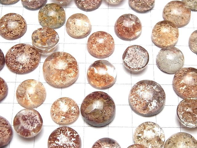 [Video] Red Garden Quartz AAA- Round Cabochon Size Mix 2pcs