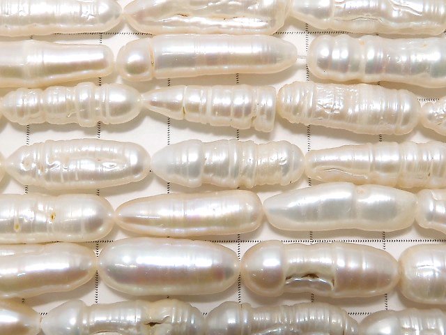 [Video] Fresh Water Pearl Keshi Pearl AA Wrinkle Baroque White 1strand beads (aprx.15inch/37cm)