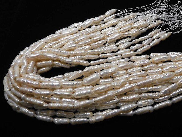 [Video] Fresh Water Pearl Keshi Pearl AA Wrinkle Baroque White 1strand beads (aprx.15inch/37cm)