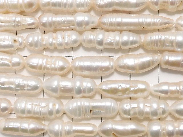 [Video] Fresh Water Pearl Keshi Pearl AA Wrinkle Baroque White 1strand beads (aprx.15inch/37cm)