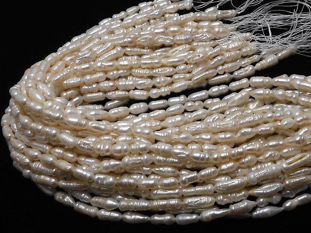 [Video] Fresh Water Pearl Keshi Pearl AA Wrinkle Baroque White 1strand beads (aprx.15inch/37cm)