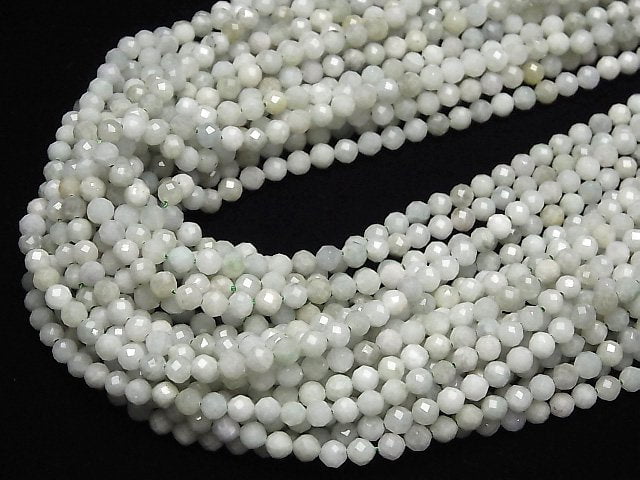 [Video]High Quality! Burmese Jadeite AA Faceted Round 4mm 1strand beads (aprx.15inch/37cm)