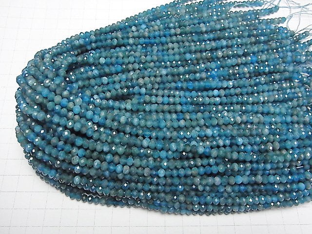 [Video]High Quality! Apatite AA+ Faceted Button Rondelle 5x5x3.5mm 1strand beads (aprx.15inch/37cm)