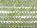 [Video]High Quality! Green Apatite AA++ Faceted Button Rondelle 4x4x3mm 1strand beads (aprx.15inch/37cm)