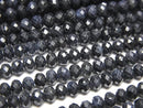 [Video] High Quality! Black Sapphire AA++ Faceted Button Rondelle 4x4x3mm Half or 1strand Beads (approx. 15 inches/37 cm)