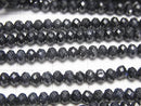 [Video] High Quality! Black Sapphire AA++ Faceted Button Rondelle 4x4x3mm Half or 1strand Beads (approx. 15 inches/37 cm)