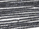 [Video] High Quality! Black Sapphire AA++ Faceted Button Rondelle 4x4x3mm Half or 1strand Beads (approx. 15 inches/37 cm)