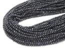 [Video] High Quality! Black Sapphire AA++ Faceted Button Rondelle 4x4x3mm Half or 1strand Beads (approx. 15 inches/37 cm)