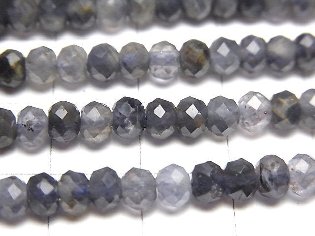 [Video]High Quality! Iolite AA Faceted Button Roundel 5x5x3.5mm 1strand beads (aprx.15inch/37cm)