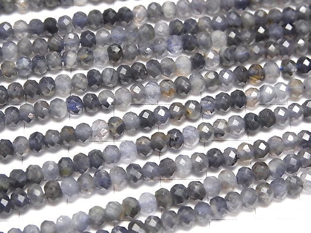[Video]High Quality! Iolite AA Faceted Button Rondelle 5x5x3.5mm 1strand beads (aprx.15inch/37cm)