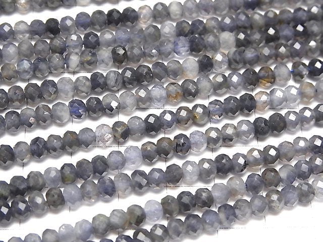 [Video]High Quality! Iolite AA Faceted Button Roundel 5x5x3.5mm 1strand beads (aprx.15inch/37cm)