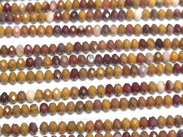 [Video]High Quality! Mookaite Faceted Button Roundel 5x5x3.5mm 1strand beads (aprx.15inch/37cm)