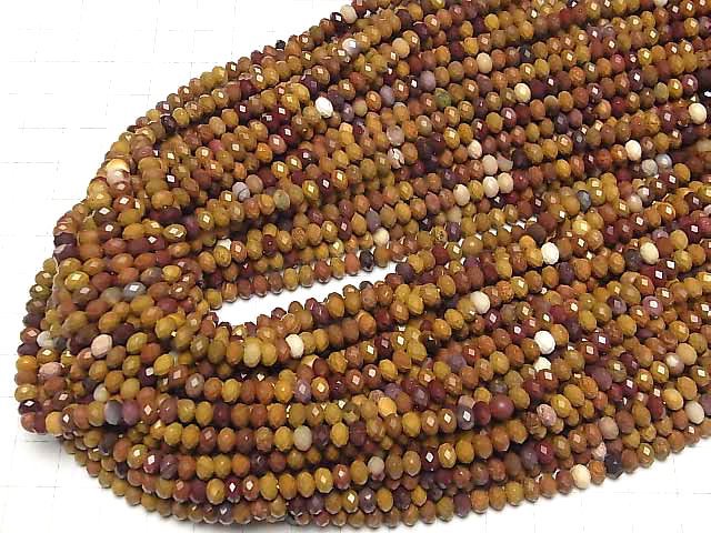 [Video]High Quality! Mookaite Faceted Button Rondelle 5x5x3.5mm 1strand beads (aprx.15inch/37cm)