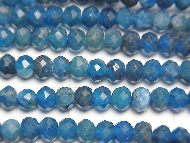 [Video]High Quality! Apatite AA+ Faceted Button Rondelle 5x5x3.5mm 1strand beads (aprx.15inch/36cm)