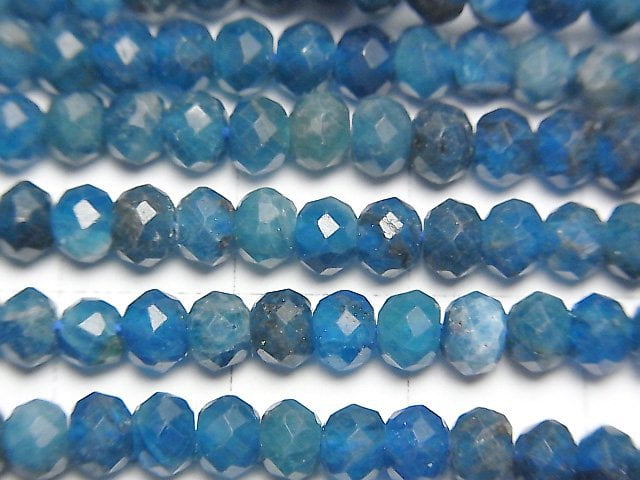 [Video]High Quality! Apatite AA+ Faceted Button Roundel 5x5x3.5mm 1strand beads (aprx.15inch/36cm)