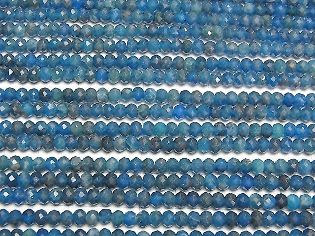 [Video]High Quality! Apatite AA+ Faceted Button Rondelle 5x5x3.5mm 1strand beads (aprx.15inch/36cm)