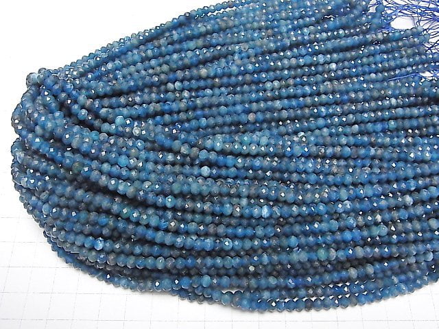 [Video]High Quality! Apatite AA+ Faceted Button Rondelle 5x5x3.5mm 1strand beads (aprx.15inch/36cm)