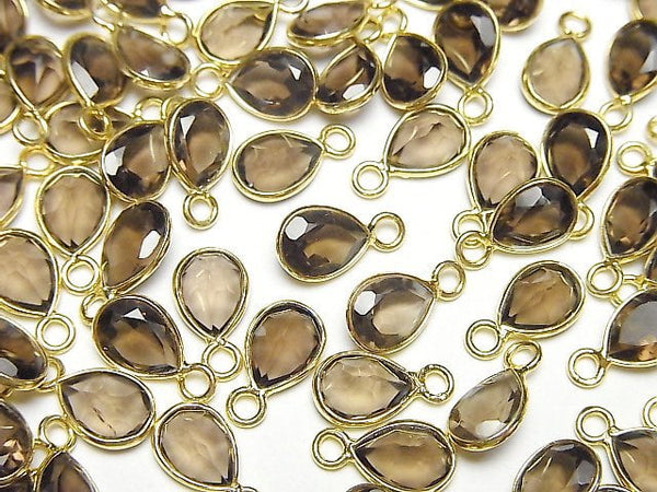 Bezel Setting, Pear Shape, Smoky Quartz Gemstone Beads