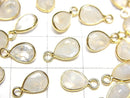 [Video]High Quality Rainbow Moonstone AA++ Bezel Setting Pear shape Faceted 8x6mm 18KGP 3pcs